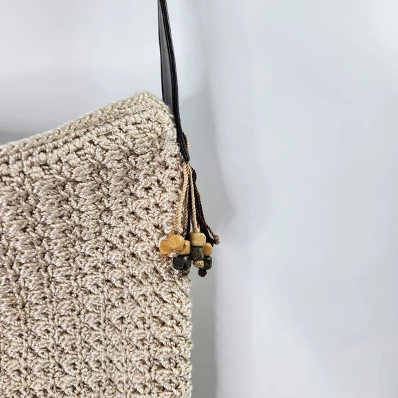 The Sak Crocheted Crossbody Shoulder Bag Cream Beaded Boho - Picture 4 of 9